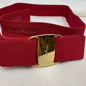 Salvatore Ferragamo Vala Ribbon Belt crimson x gold